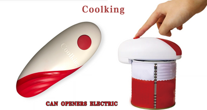 Coolking Can openers, electric Electric Can Opener For Kitchen One Touch Automatic Can Opener Electric for Almost Cans Opener For Seniors Smooth Edge Hands Free Food-Safe (Red), Large