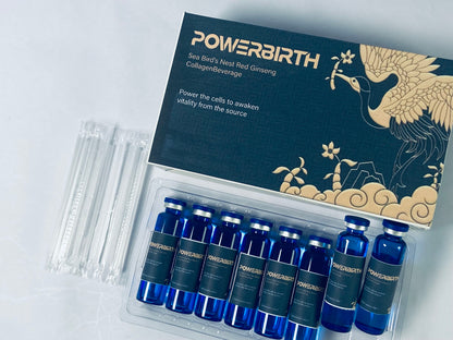 POWERBIRTH Nutritional supplement in the nature of a nutrient-dense, protein-based drink mix Bird's Nest Extract, Fucoidan Extract, CoQ10, and Vitamins