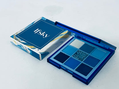 Ifsky Eye shadows 9 Colors Blue Eyeshadow Palette,Mardi Gras Carnival Pressed Pigment Glitter, Corpse Bride Waterproof Eye Shadow Pallete Metallic Silver Matte Shimmer Makeup Powder Long Lasting,Blue