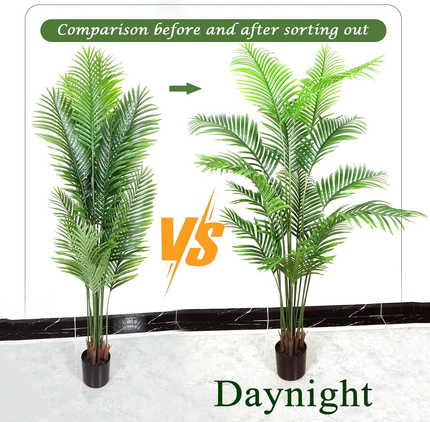 Daynight Artificial plants,other than Christmas trees,6ft(180cm) Artificial Palm Tree for Home Decor, 6 Feet Faux Plant Fake Silk Tropical Kentia Areca Trees with Pot for Indoor Outdoor House Living Room Office Porch Garden (6 ft Tall)