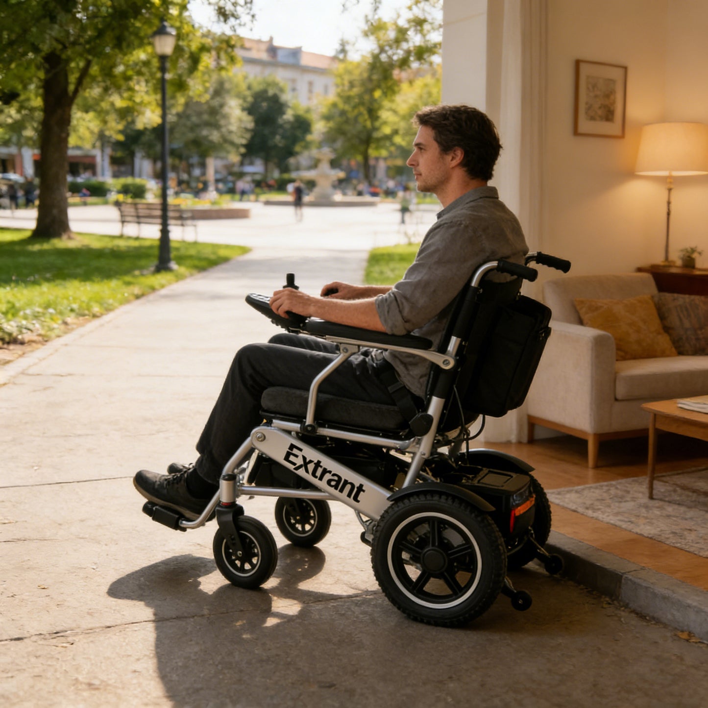 Extrant Foldable Electric Wheelchair, Lightweight Aluminum Alloy Mobility Scooter, Reclining Power Wheelchair for Seniors & Disabled, Long-Lasting Battery Electric Wheelchairs