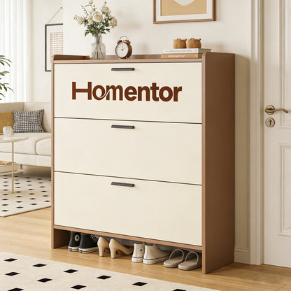 Homentor Slim Tipping Shoe Cabinet, Large Capacity Entryway Shoe Storage, Modern Narrow Shoe Rack with Multiple Flip Drawers Shoe cabinets