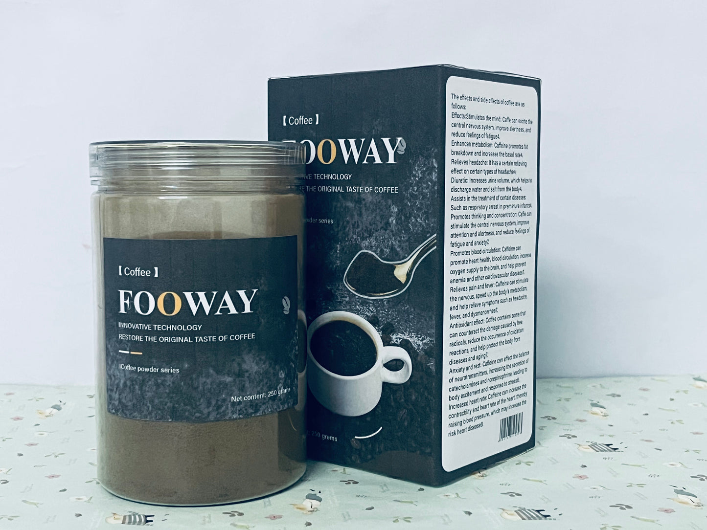 FOOWAY Coffee Espresso Coffee Powder for Baking & Smoothies, Non-GMO Colombian Coffee, Medium Roast, Fine ground