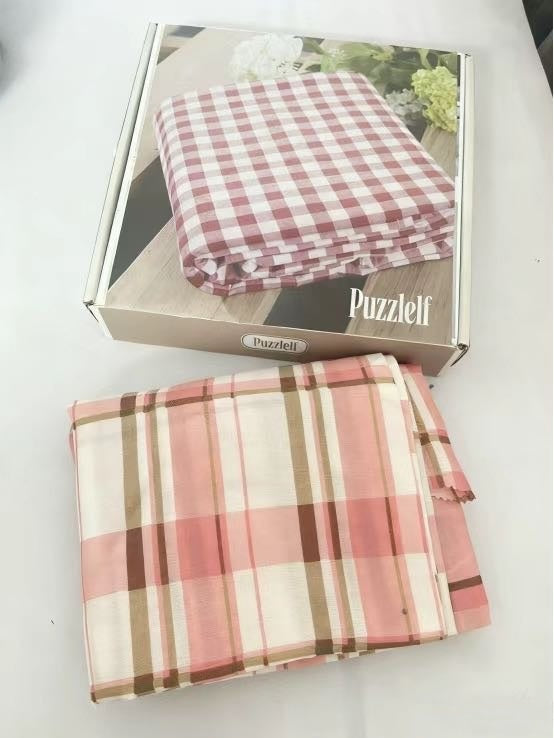 Puzzlelf  Red Gingham Queen Bedsheets, Soft Brushed Microfiber Plaid Queen Bed Sheets
