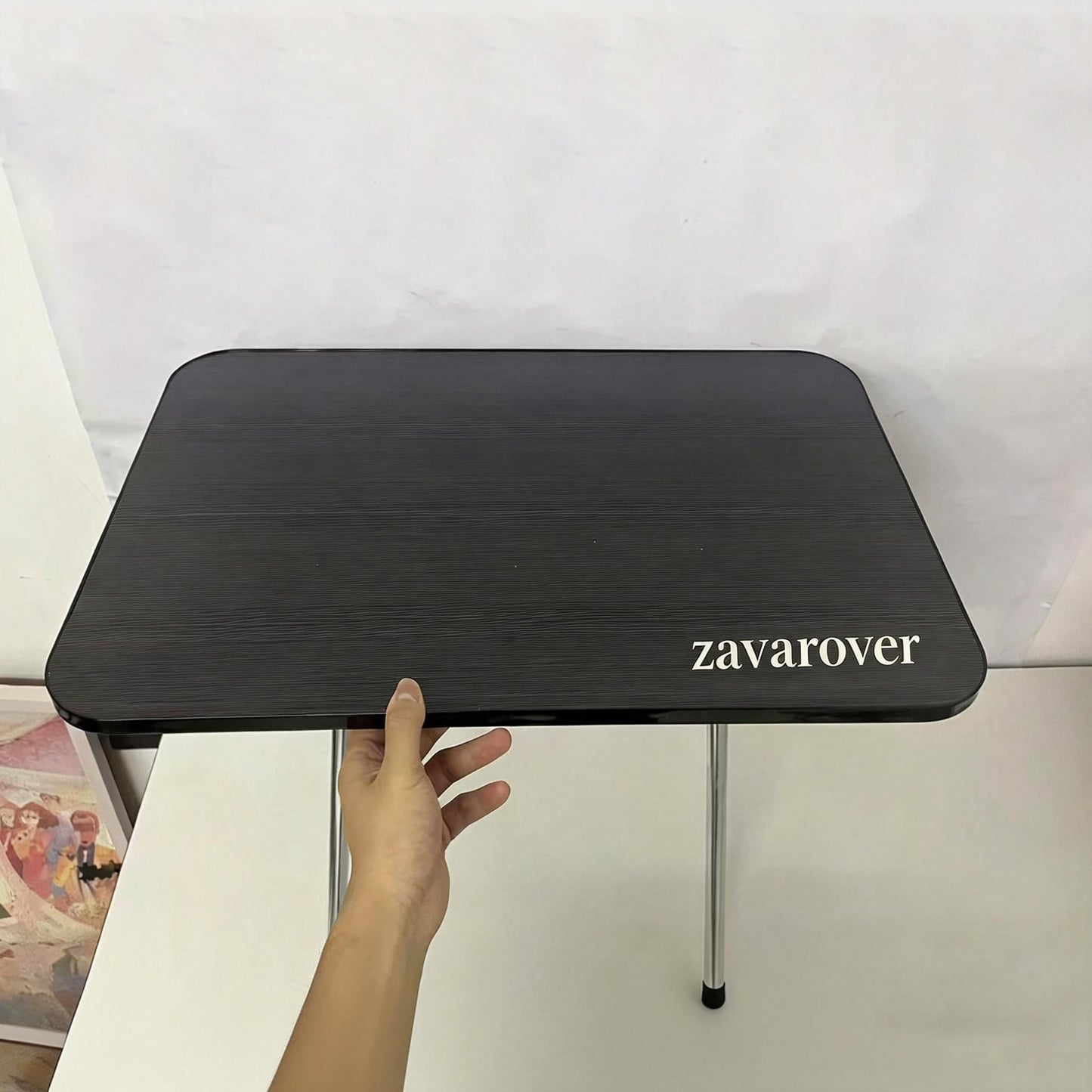 zavarover Drop-Leaf Table, Foldable Small Table for Home/Dormitory, Portable Dining/Learning Desk, Sleek Black Finish