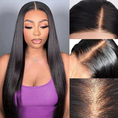 prettypublic Wigs,Straight Lace Front Wigs Human Hair Pre Plucked Raw Indian Hair 13x4 HD Transparent Lace Frontal Wigs for Black Women