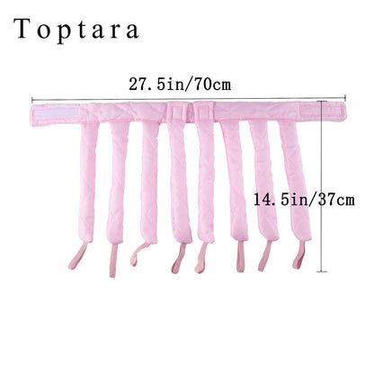 Toptara Non-electric hair rollers Hair Curler Headband Heatless Hair Curlers, No Heat Curling Rod Headband, Adjustable Overnight Curlers, Portable, Reusable, 1 Count (Pink)
