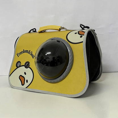 Freedom&Soul Backpacks for Pets - Portable Cat & Dog Travel Carrier with Bubble Window, Breathable Mesh & Cute Cartoon Design, Ideal for Small Pets Up to 15 lbs
