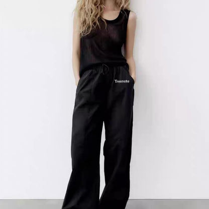 Treenote Cargo pants Tapered Lounge Pants - Super Soft, Stretchy Joggers with Pockets Black