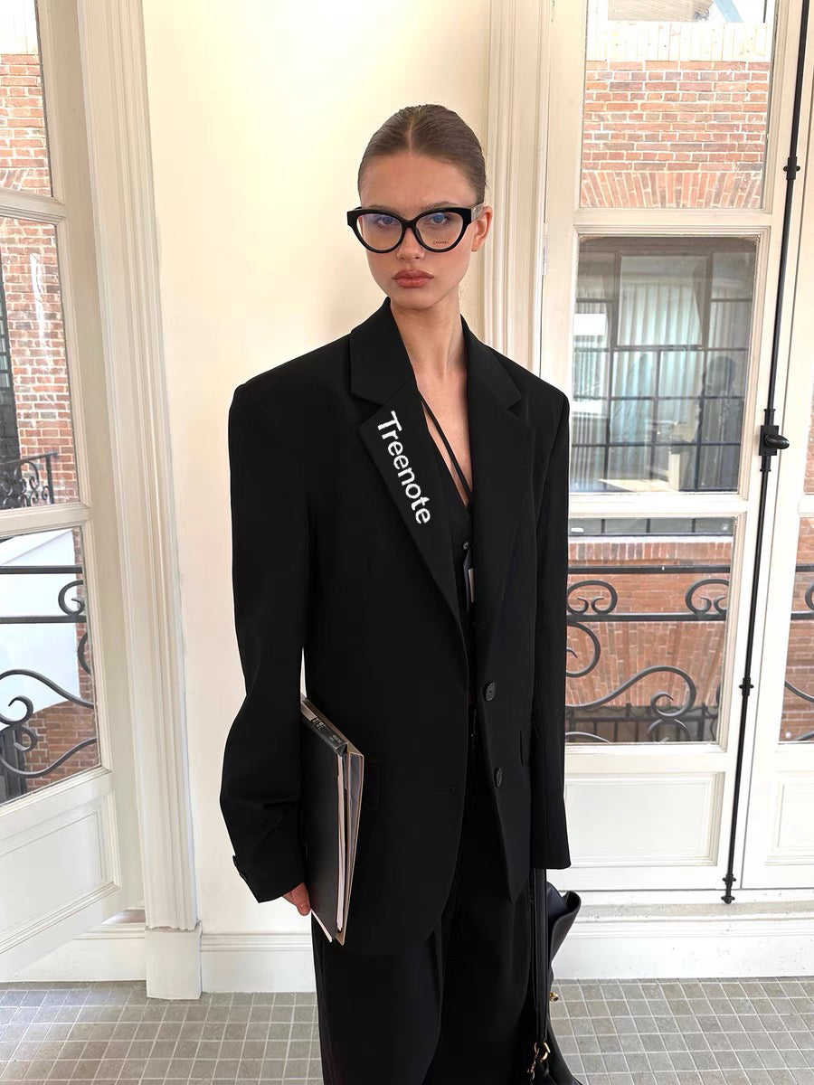 Treenote Suits Women's Work Office Blazer Notched Lapel Business Tuxedo Blazer Casual Blazer Jackets Suit