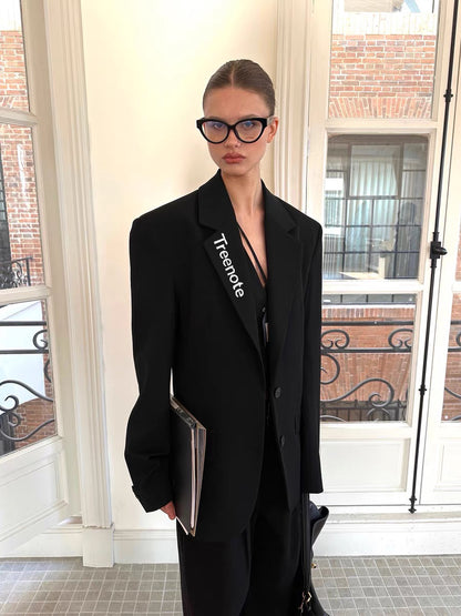 Treenote Suits Women's Work Office Blazer Notched Lapel Business Tuxedo Blazer Casual Blazer Jackets Suit