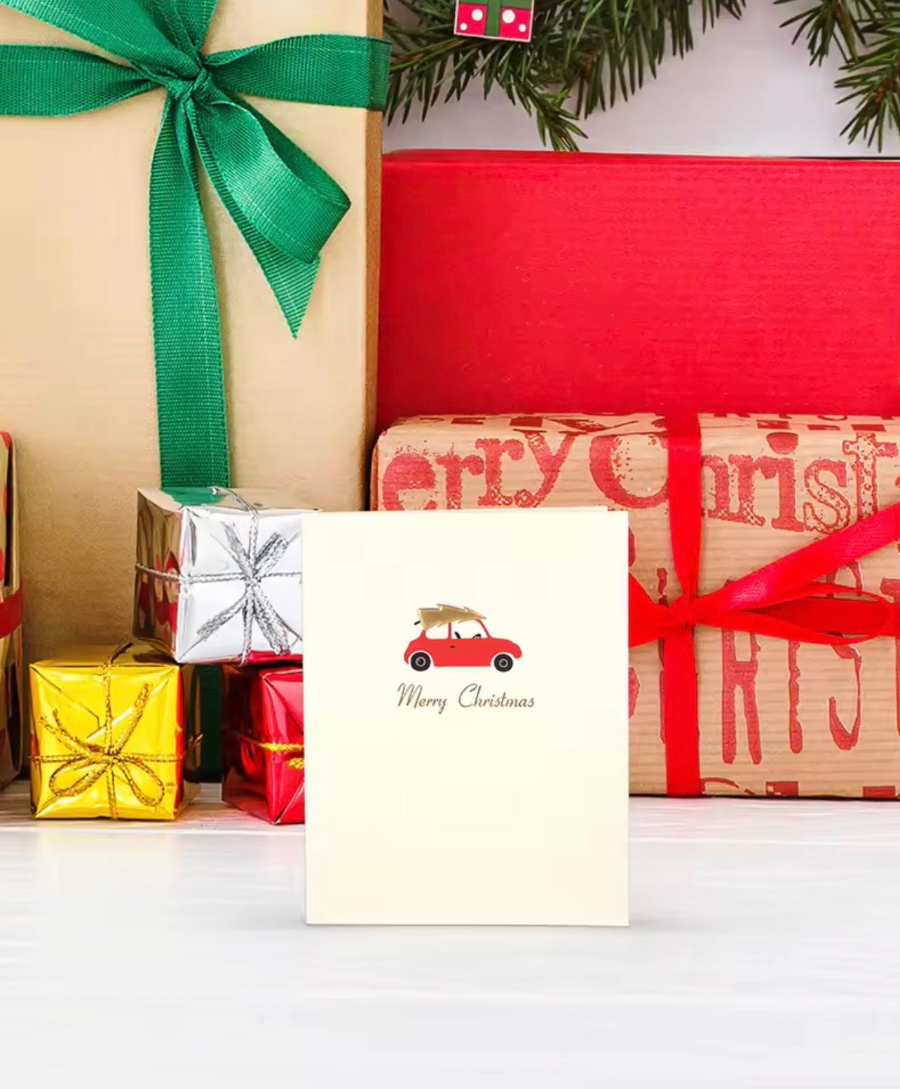 HISPACE Printed greeting cards 10 Glittery Assorted Christmas Cards with Envelopes & 1 wrapped box