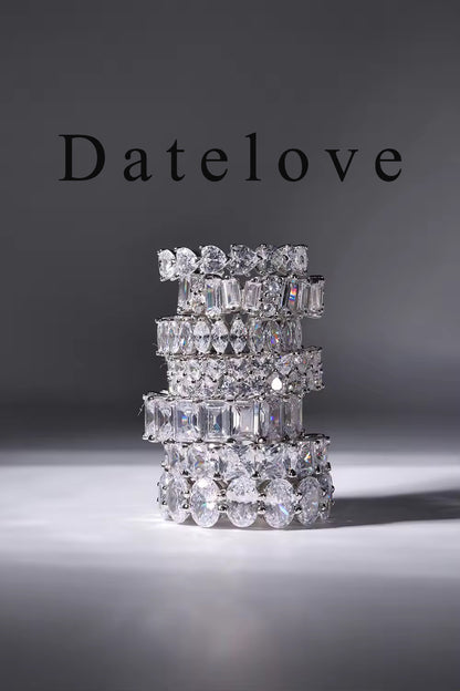 Datelove Rings [jewelry] White Gold Plated Cubic Zirconia Three-in-One Halo Wedding Engagement Promise Eternity Ring for Women