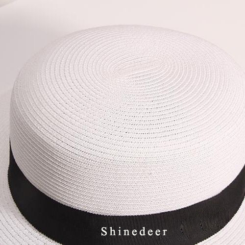 Shinedeer Hats Sun Hats for Women Wide Brim Straw Boater Hat Foldable Packable Beach Hat for Summer