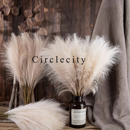 Circlecity Artificial flowers Faux Pampas Grass Large Tall Fluffy Artificial Fake Flower Boho Decor Bulrush Reed Grass for Vase Filler Farmhouse Home Wedding Decor