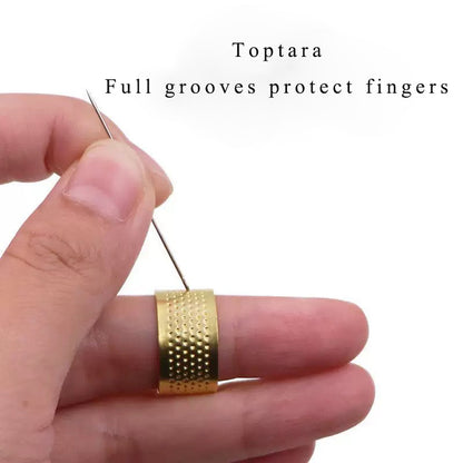 Toptara Sewing thimbles Thumb Protector Finger Metal Shield Protector Thimbles Fabric Finger Protector Adjustable Thimble Ring DIY Thimble Sewing DIY Craft Finger Protector