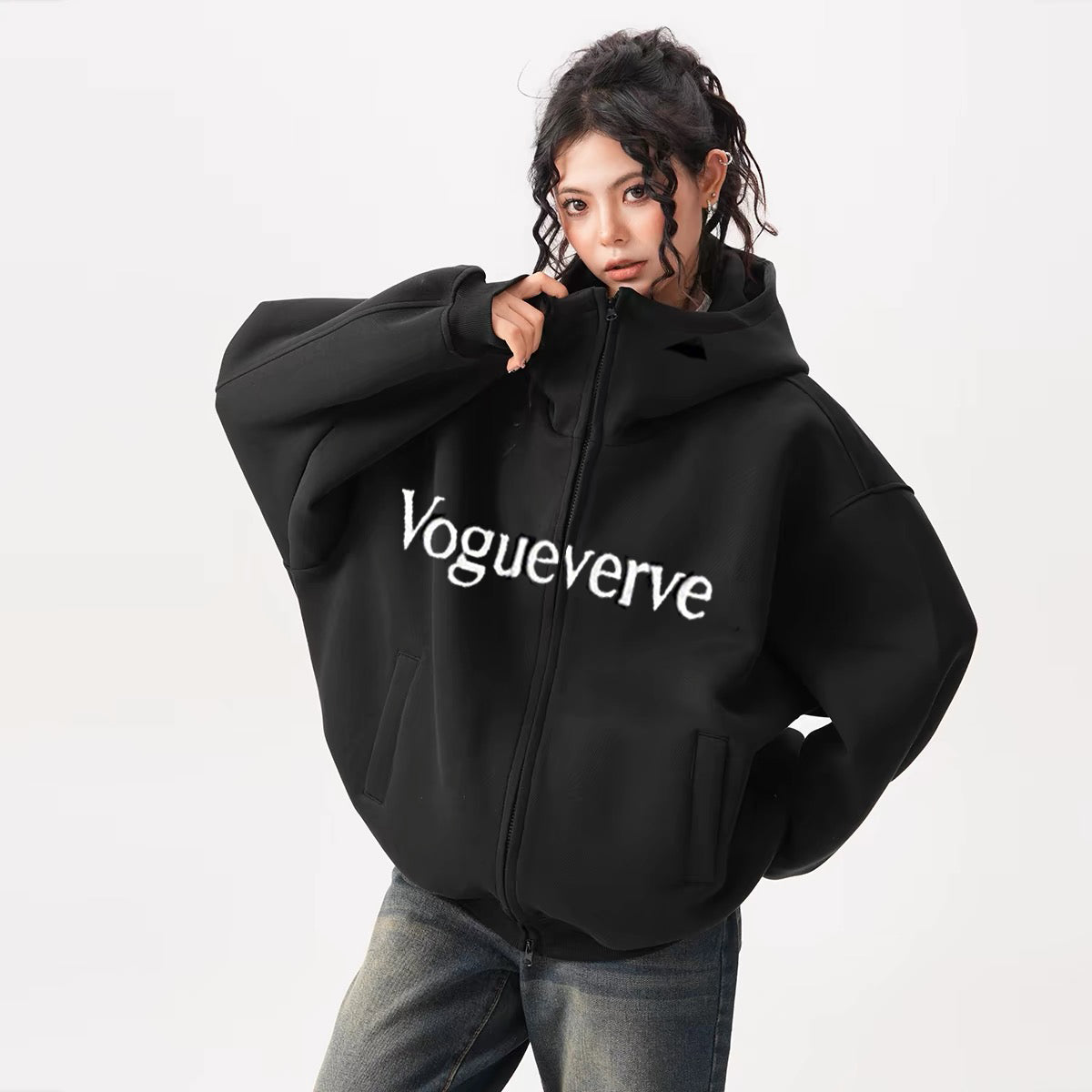 Vogueverve Over coats Hoodie Oversized Zip Up Hoodies Hooded Sweatshirt