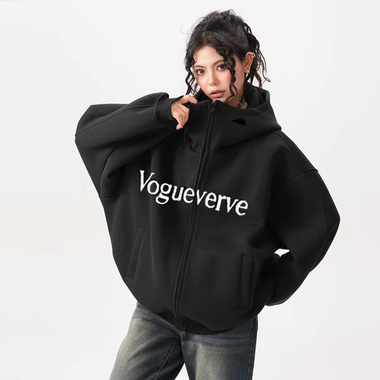 Vogueverve Over coats Hoodie Oversized Zip Up Hoodies Hooded Sweatshirt