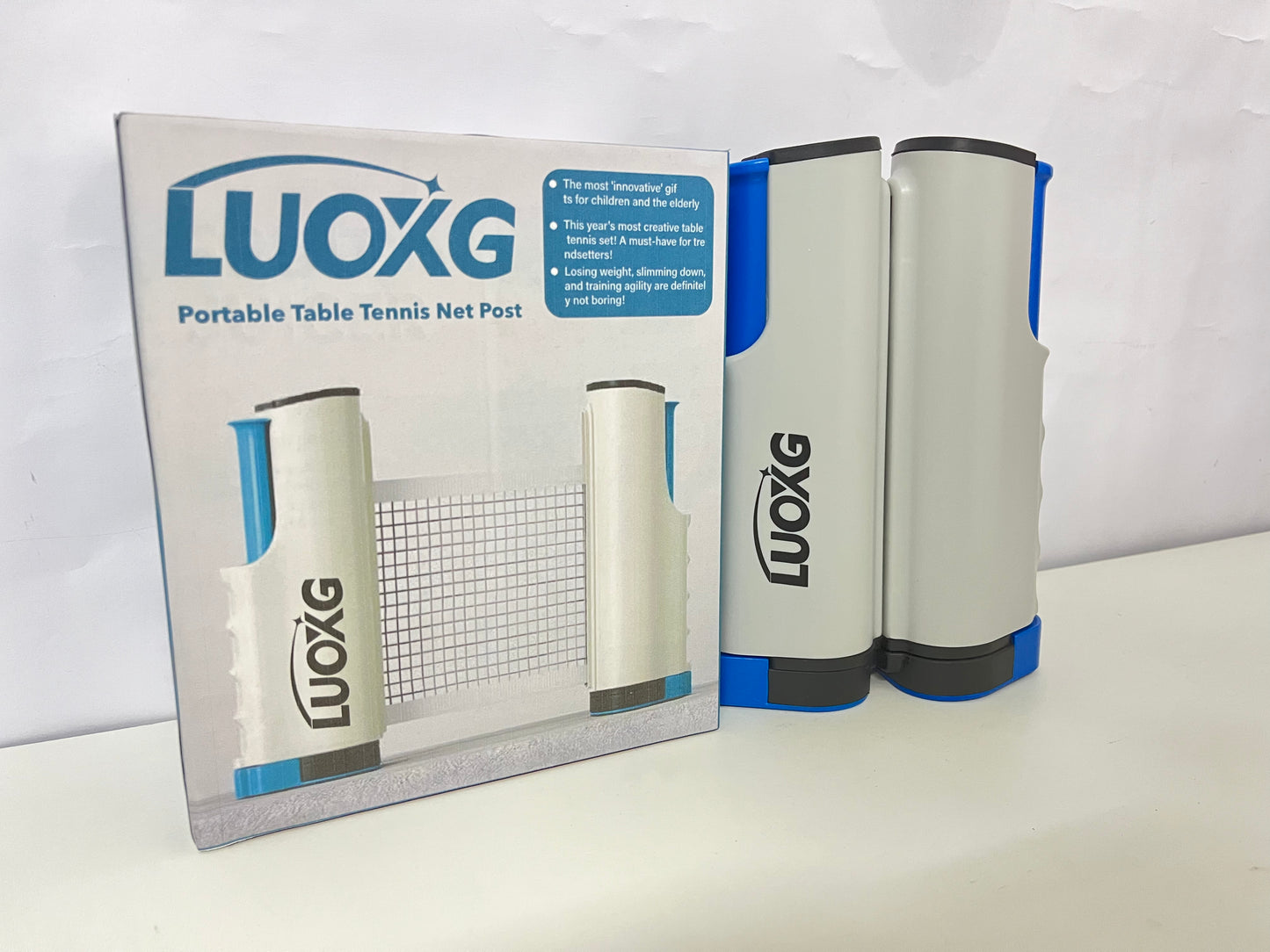 LUOXG Portable Table Tennis Net Post, Retractable Ping Pong Net with Clamp, Adjustable Table Tennis Net Set for Indoor/Outdoor Use, Fits Standard Ping Pong Tables, Easy to Install & Carry, Ideal for Training & Recreational Play