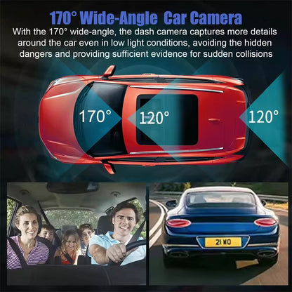 FIGCAT-Car video recorders-3 Channel Dash Cam Dashcam Front and Rear Video Recorder Three Lens Car Camera with Rear View DVR 24H Parking Monitor Black Box