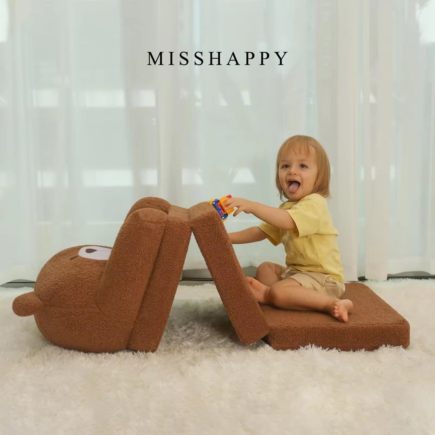 MISSHAPPY Sofas,Kids Sofa Baby Sleeping Bed Soft Foam Chair Bear Design Kids Reading Sofa Kids Playing Sofa for Living Room