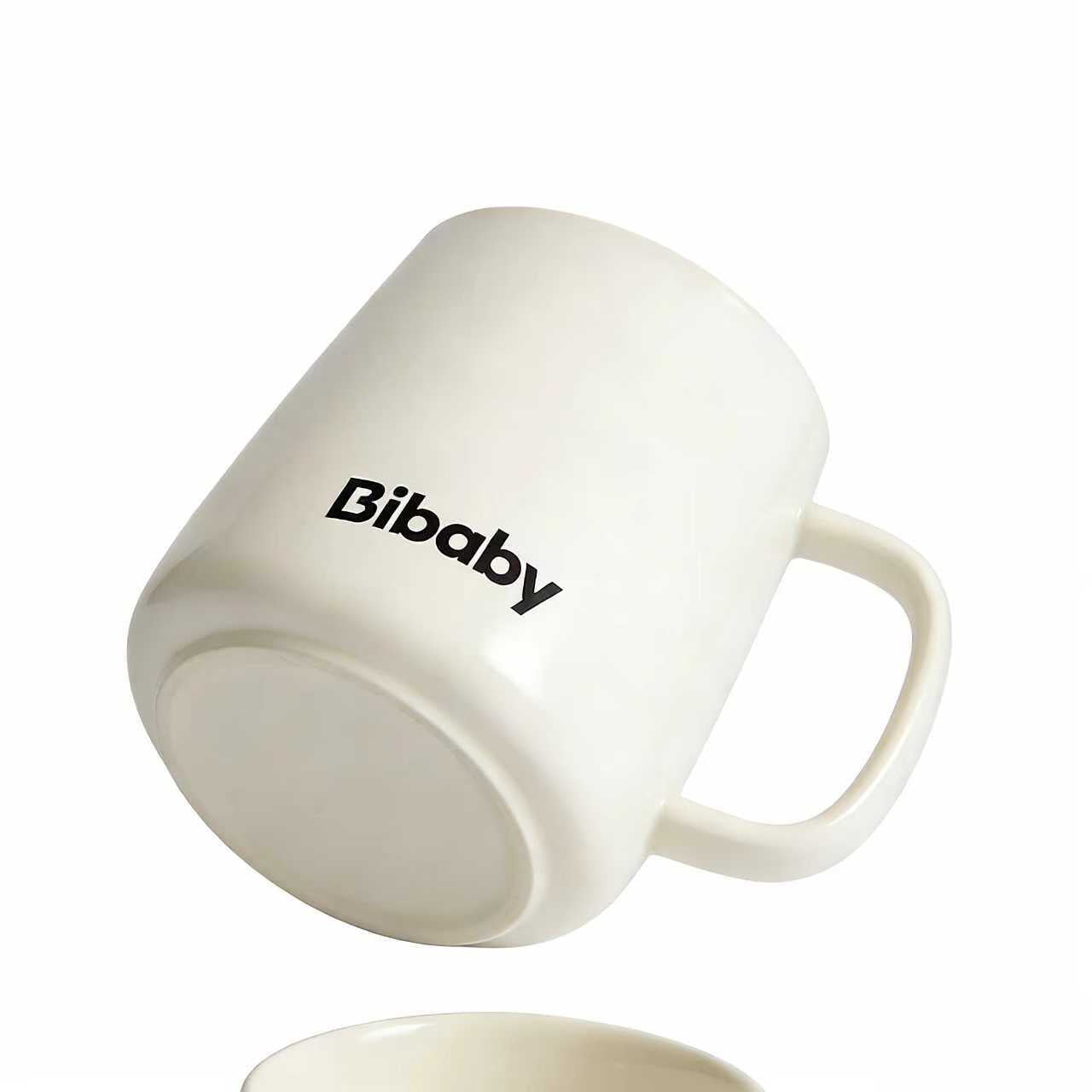 Bibaby Minimalist Cream White Ceramic Cups, Large Capacity Coffee Cups for Home & Office, Heat-Resistant Water Cups, Breakfast Milk & Tea Cups with Gift Box