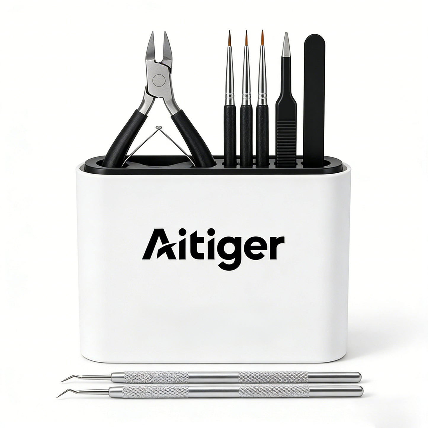 Aitiger Professional Manicure Pedicure Kit, 8 in 1 Nail Care Tools Set with Cuticle Nippers, Cuticle Pushers, Nail Brushes, Nail Files, Double-ended Picks, Stainless Steel Manicure Tools with Storage Case for Home & Salon Use
