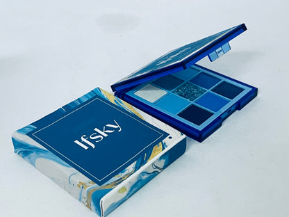 Ifsky Eye shadows 9 Colors Blue Eyeshadow Palette,Mardi Gras Carnival Pressed Pigment Glitter, Corpse Bride Waterproof Eye Shadow Pallete Metallic Silver Matte Shimmer Makeup Powder Long Lasting,Blue