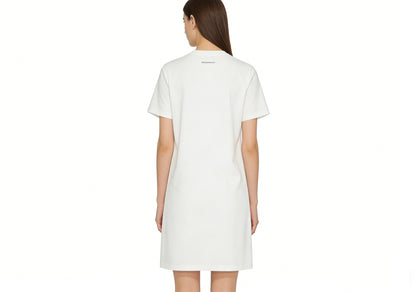 FLICK RUSH Women's Casual T-Shirt Dress, Loose Crew Neck Short Sleeve Dress, Trendy Printed Lazy Dress