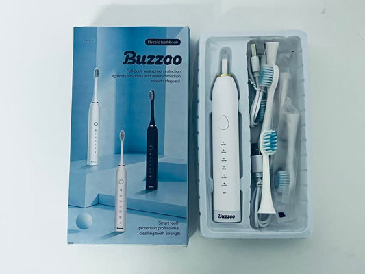 Buzzoo Full-Body Waterproof Sonic Electric Toothbrush - Multi-Mode Teeth Cleaning Set (with Replacement Heads)
