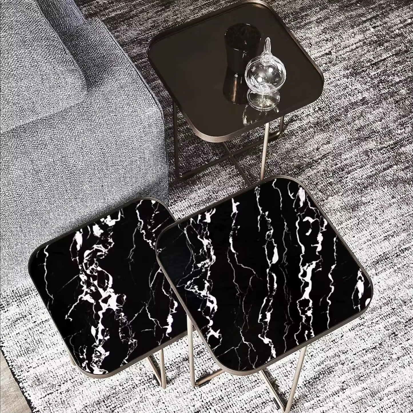 HISPACE Wall stickers Abyssaly Black and White Marble Contact Paper, Granite Kitchen Wallpaper Peel and Stick Countertops
