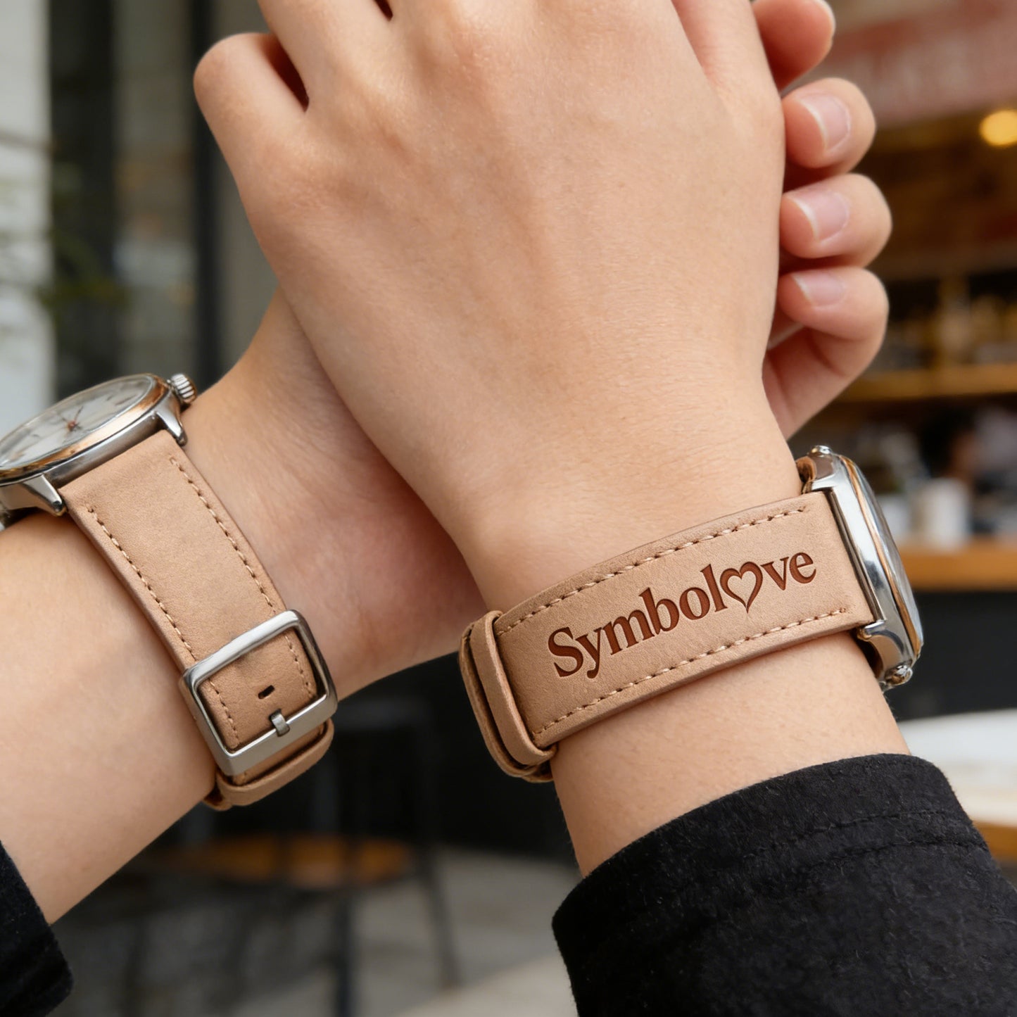 Symbolove Genuine Leather Watch Band, Quick Release, Compatible with Smart Watches and Traditional Wristwatches, Retro Light Brown