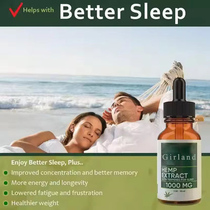 Girland Natural sleep aid preparations 30ml Hemp Oil Maximum Strength Hemp Seed Oil for Relief & Relaxation, Natural Sleep Aid Anti Stress Hemp Seed Extract Drops for Pain Relief