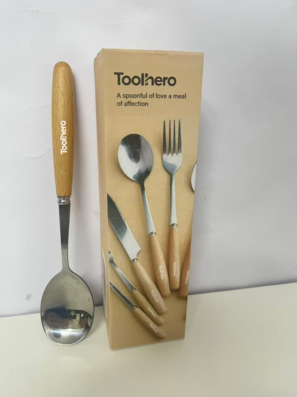 [Toolhero Spoons being tableware]——Toolhero Wooden Handle Stainless Steel Spoon - Durable Tableware for Home & Dining