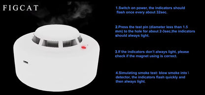 FIGCAT-Smoke alarms-Photoelectric Smoke Sensor 12V Fire Alarm System Safety Sensor Detector with Smoke Detection Capabilities