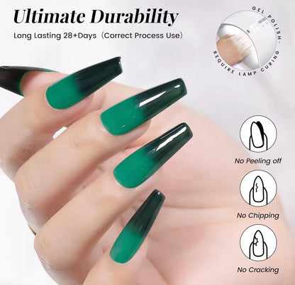 NatureGuardian Dark Green Gel Nail Polish, 1Pcs Emerald Green Gel Polish Green Color Nail Polish Gel High Gloss Soak Off U V Gel Nail French Nail Manicure Salon DIY