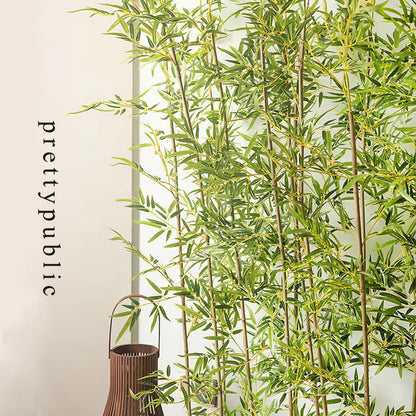 prettypublic Artificial plants, other than Christmas trees, Artificial Bamboo Tree Decorative Plant Accessories Bamboo Plastic Single Long Bamboo Branch with Leaves