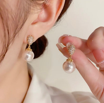 Missdear Earrings Freshwater Pearl Stud Earrings for Women Cute Stud Leverback Earrings