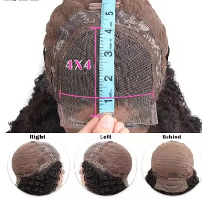 RAMISS Wigs,Loose wavy wig with elastic short curly bob bob hairstyle,Synthetic shoulder-length wavy wig with small lace trim,Suitable for women