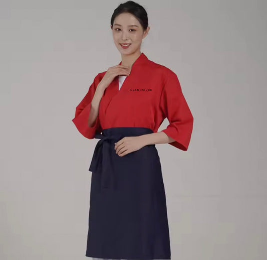 GLAMONIQUE Overalls Workwear for Men and Women Unisex Sushi Restaurant Chef Uniforms Hotpot Cooking Sets