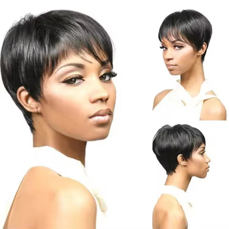 NOTHINGMOON Wigs,Chemical Fiber Black Side Part Short Hair Synthetic High Temperature Silk Wig