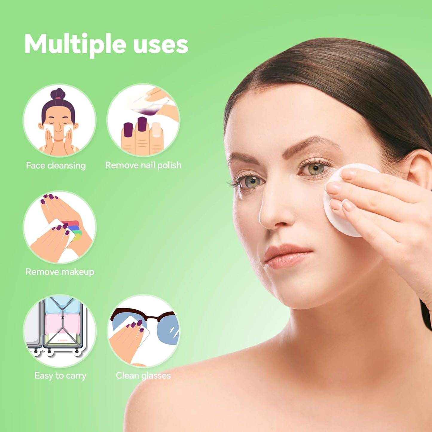 Lazyweek Cleaning cotton Cotton Rounds for Face Pure & Natural Cotton Pads for Face Hypoallergenic & Lint-Free Makeup Remover Pads Dual Texture Soft Face Pads for Sensitive Skin