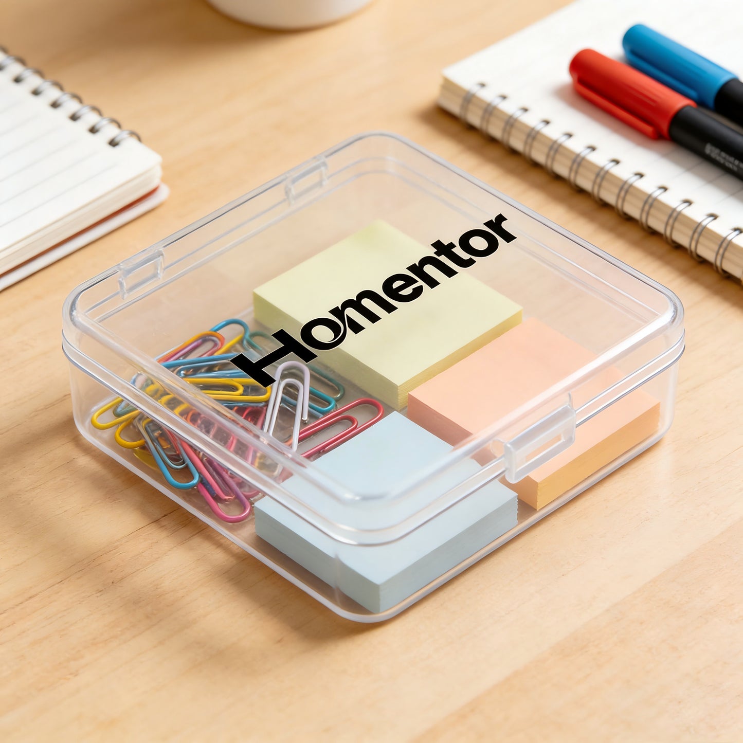 Homentor Clear Plastic Storage Box, Multi-Functional Portable Organizer Container, Stackable & Sealed Plastic boxes for Stationery, Jewelry & Small Items
