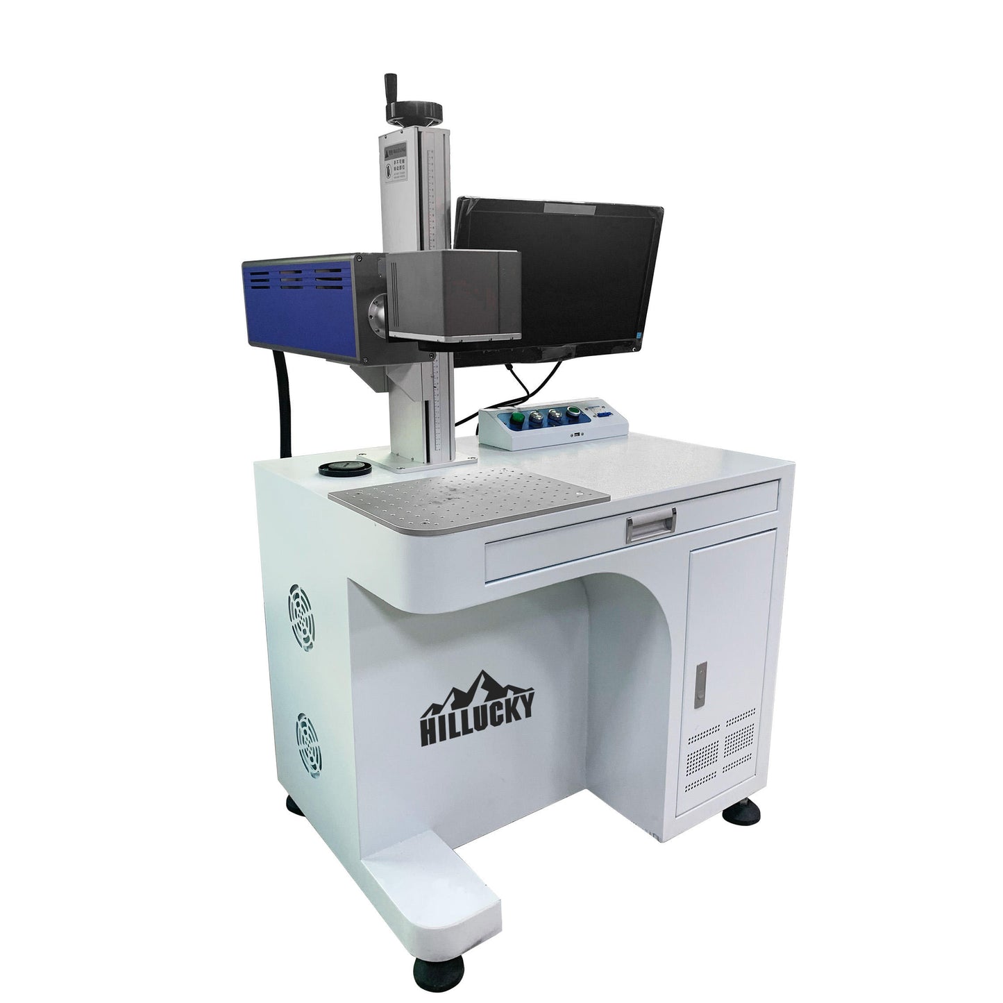 HILLUCKY Desktop Fiber Laser Engraving machines – Industrial High-Precision Engraving Machine for Metal/Plastic/Acrylic, with Control System & Display Screen, Portable Workstation