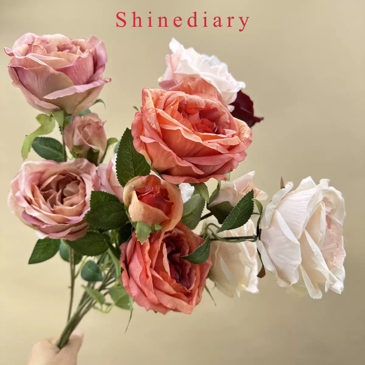 Shinediary Artificial flowers Fake Rose Artificial Flowers, Artificial Rose Long Stem Bouquet, Fake Rose for Valentine's Day Wedding Centerpieces Party Table Decoration