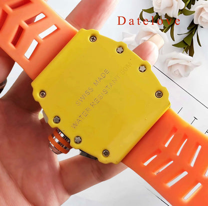 Datelove Wristwatches Luxury Tonneau Square Watches Analog Punk Chronograph Unique Sports Wrist Watch Movement Luminous Design with Rubber Band