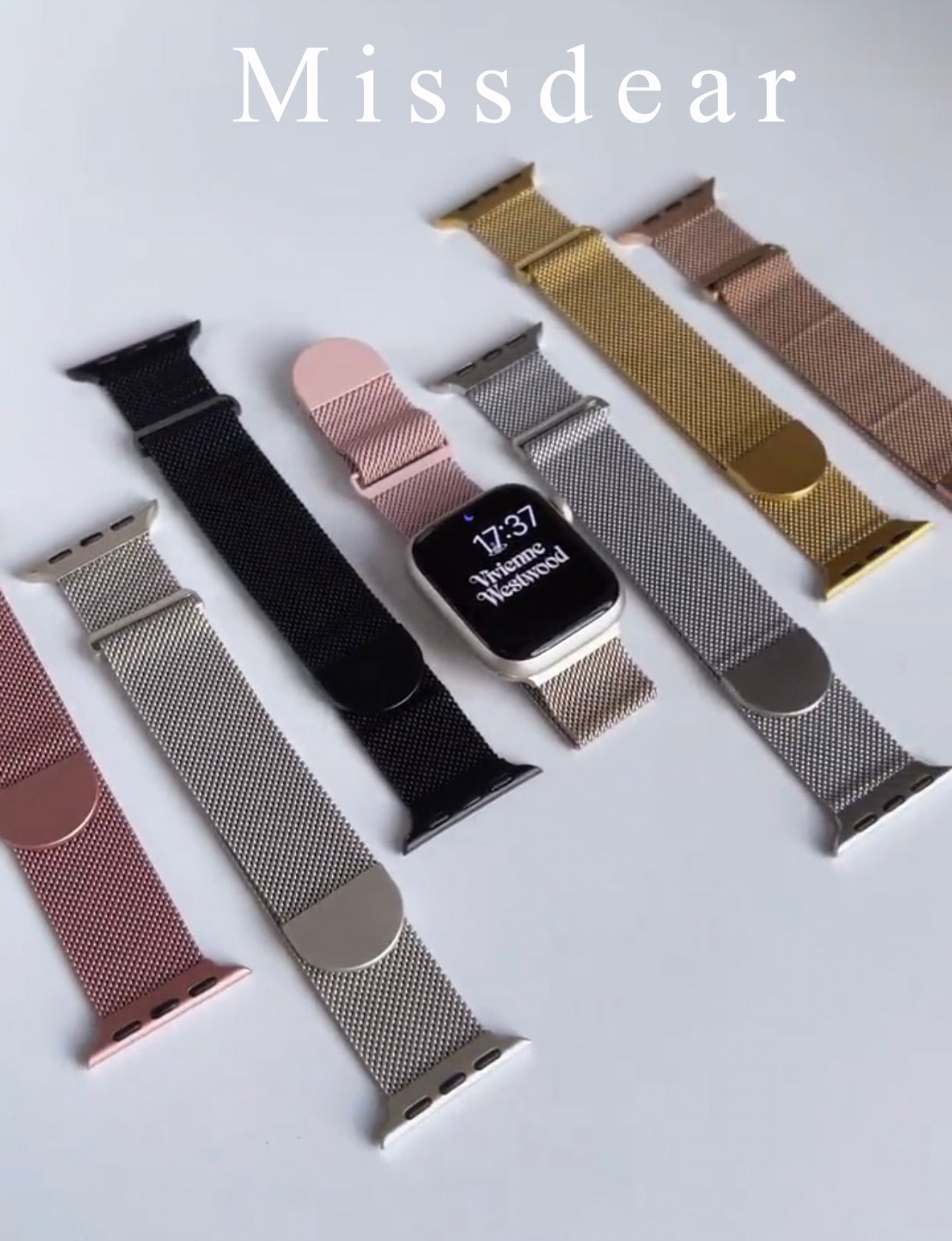 Missdear Watchbands Metal Magnetic Band Compatible with Apple Watch Bands Women Men,Milanese Loop Stainless Steel Mesh Adjustable Strap