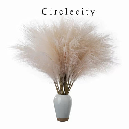 Circlecity Artificial flowers Faux Pampas Grass Large Tall Fluffy Artificial Fake Flower Boho Decor Bulrush Reed Grass for Vase Filler Farmhouse Home Wedding Decor