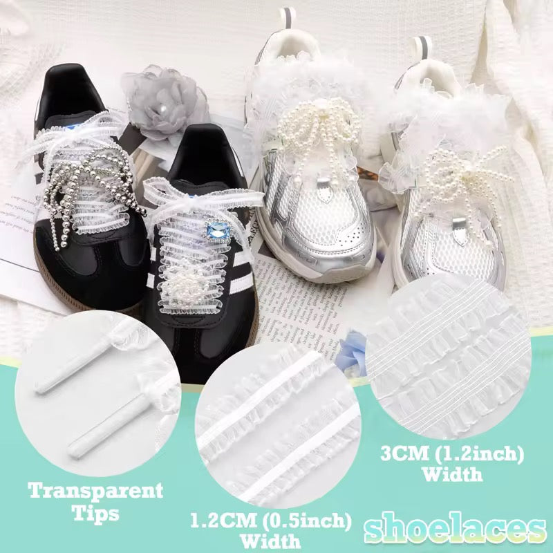 NOTHINGMOON Shoe laces,Mushroom Curled Elastic Lace Shoelaces Fairy Style Rolled Fungus Trimmed Satin Ribbon Shoe Laces