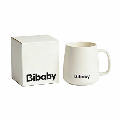 Bibaby Minimalist Cream White Ceramic Cups, Large Capacity Coffee Cups for Home & Office, Heat-Resistant Water Cups, Breakfast Milk & Tea Cups with Gift Box